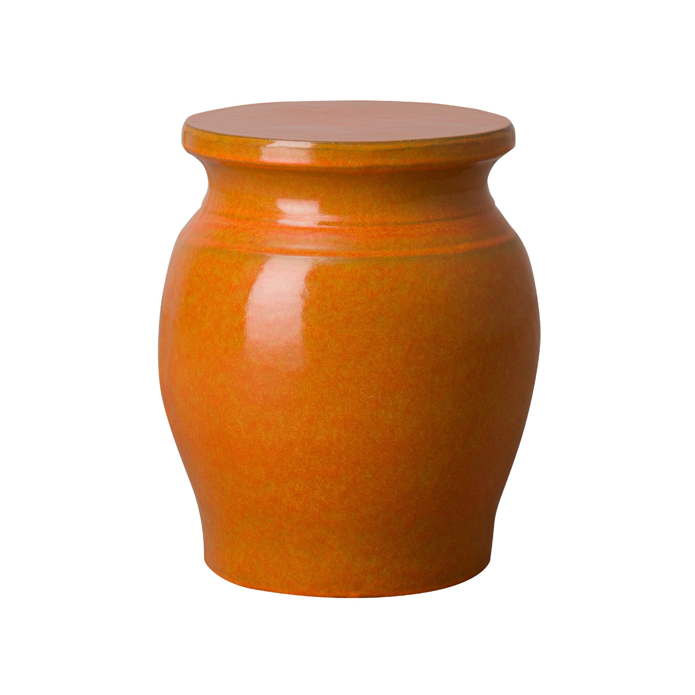 Koji Garden Stool/Table with a Bright Orange Glaze