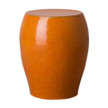 Seiji Garden Stool/Table with a Bright Orange Glaze