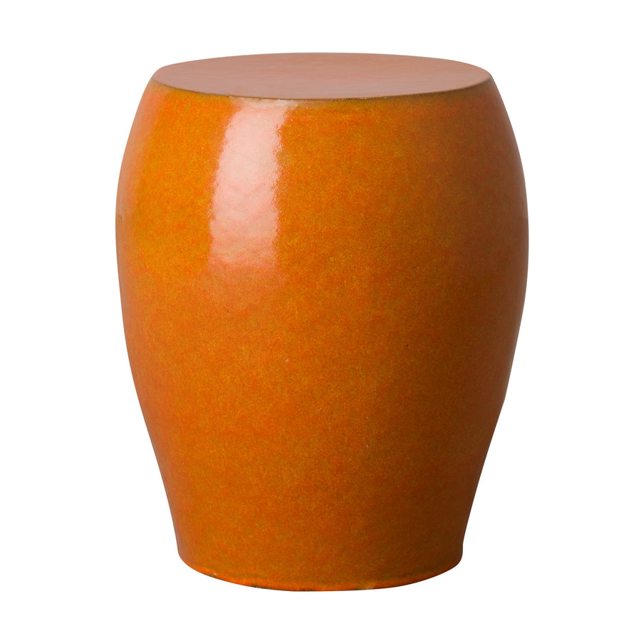 Seiji Garden Stool/Table with a Bright Orange Glaze
