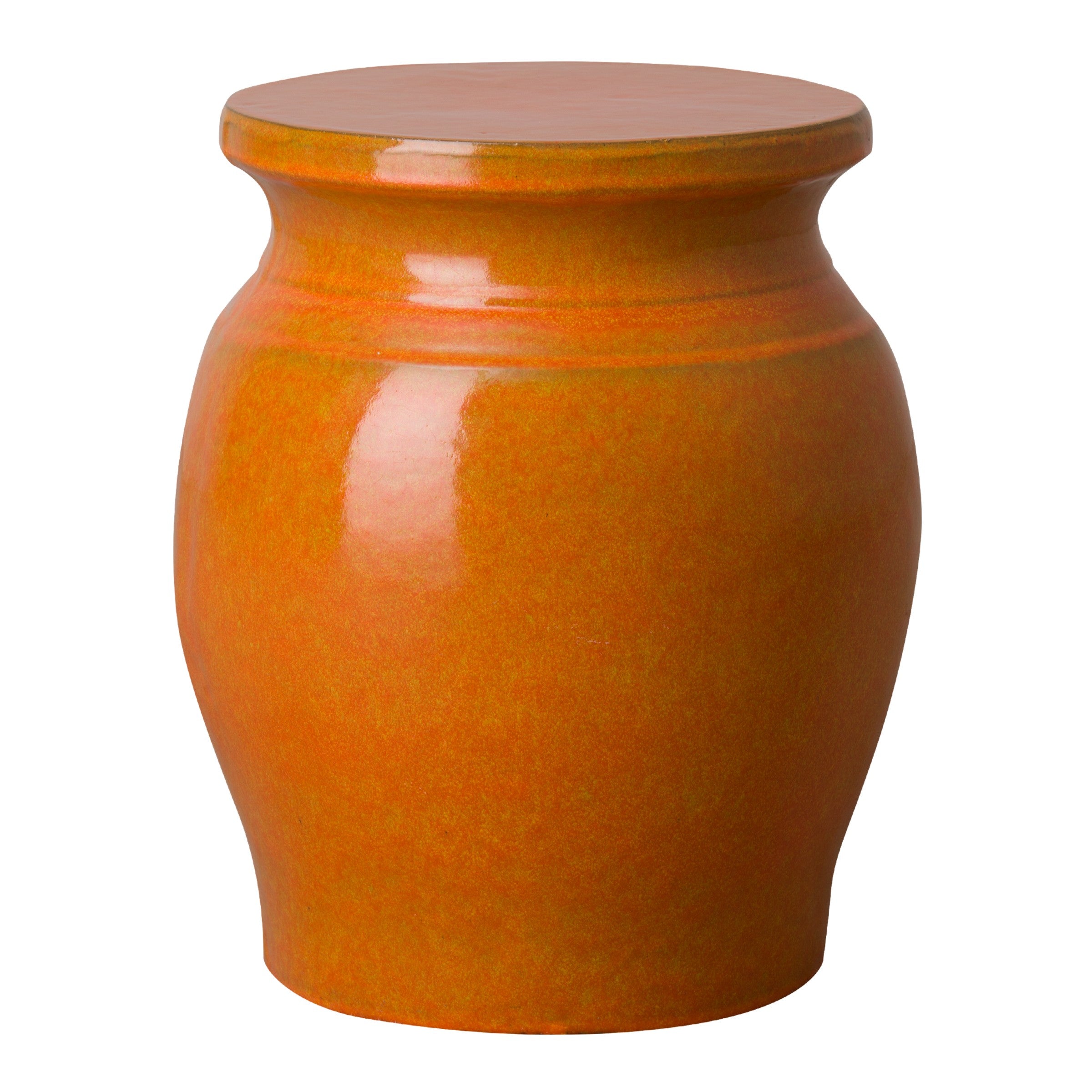 Large Koji Garden Stool/Table with a Bright Orange Glaze