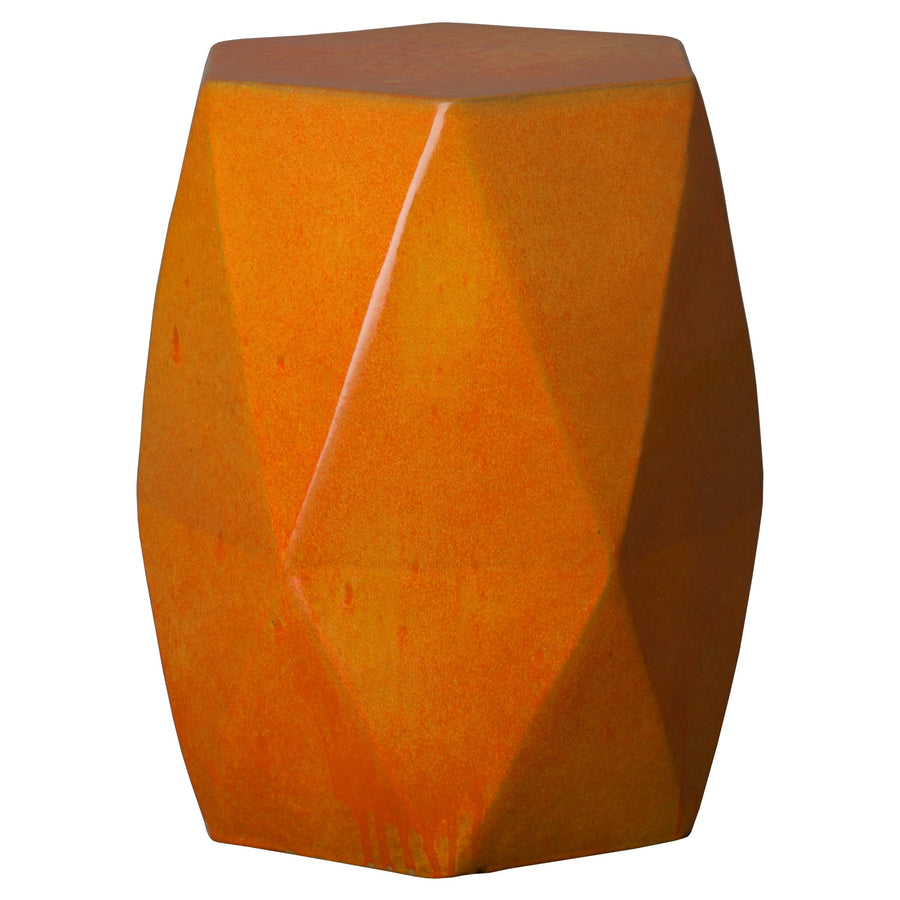 Large Brilliant Matrix Garden Stool/Table with a Bright Orange Glaze