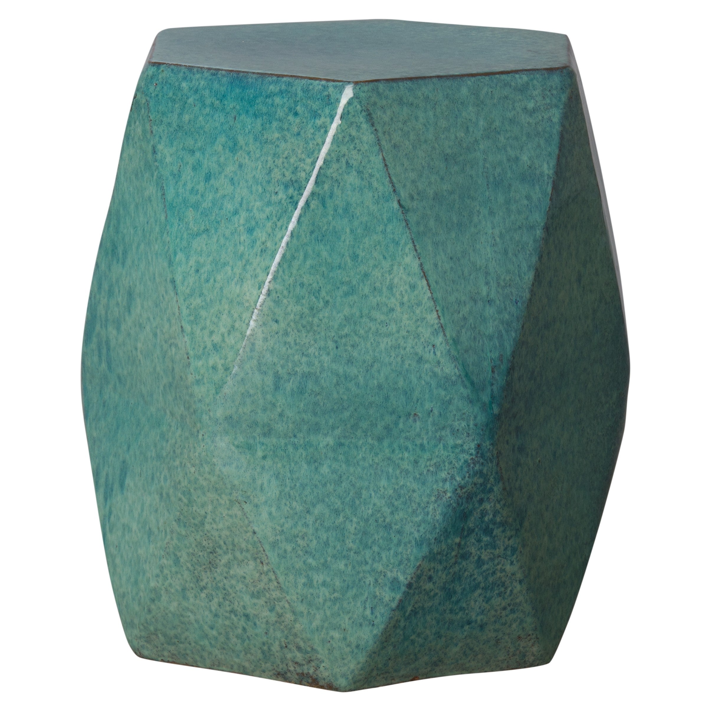 Large Brilliant Matrix Garden Stool/Table with a Teal Glaze