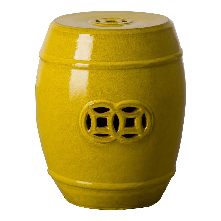 Fortune Garden Stool/Table with a Mustard Yellow Glaze