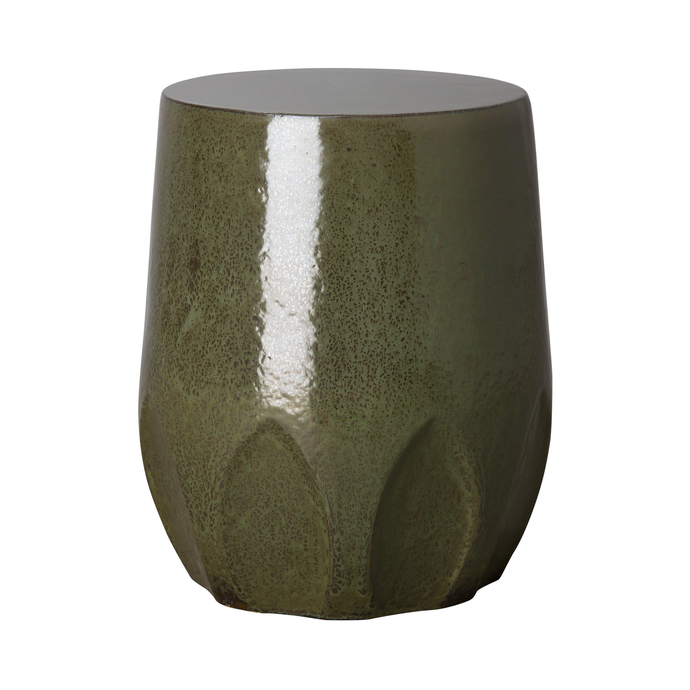 Calyx Garden Stool/Table with a Metallic Green Glaze