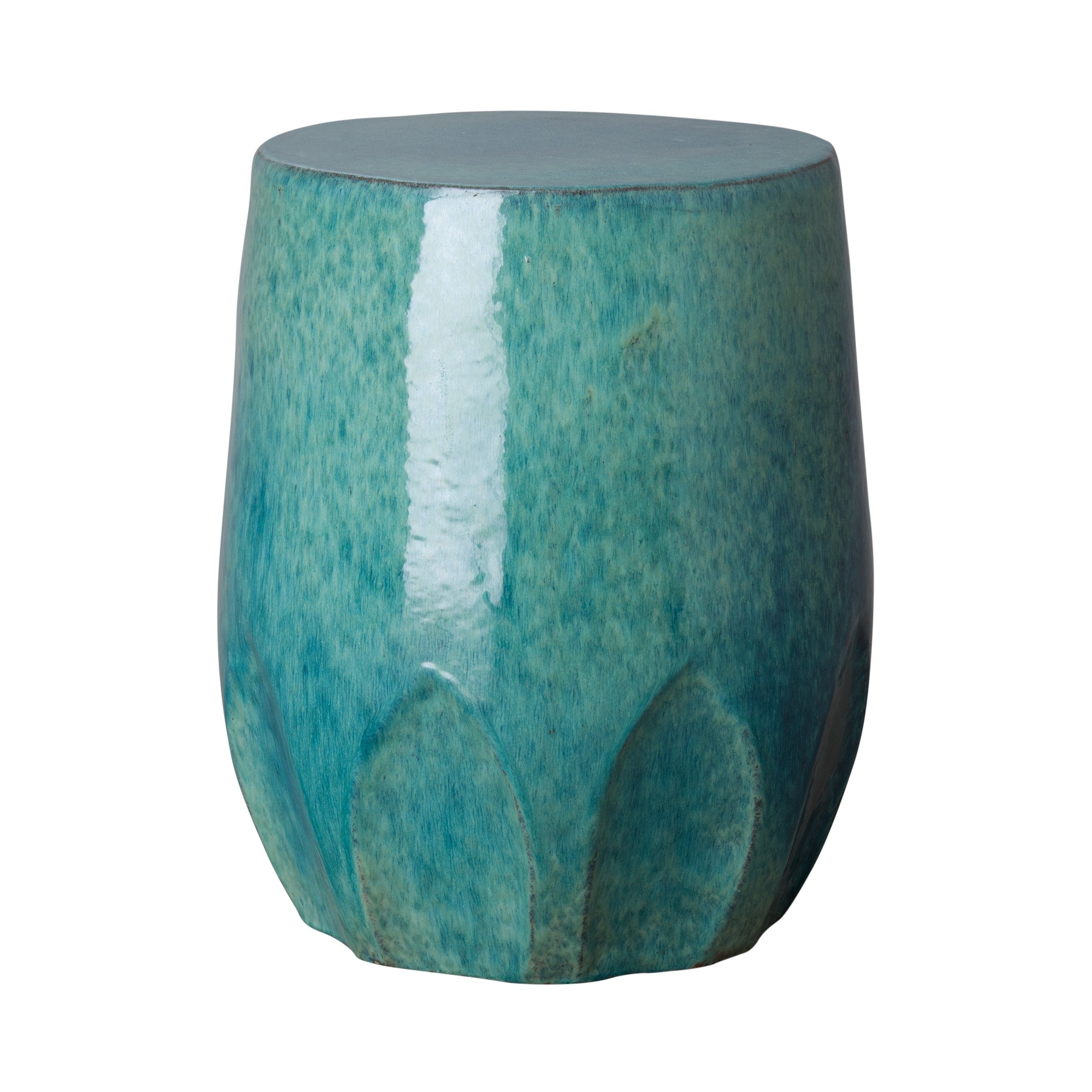 Calyx Garden Stool/Table with a Teal Glaze