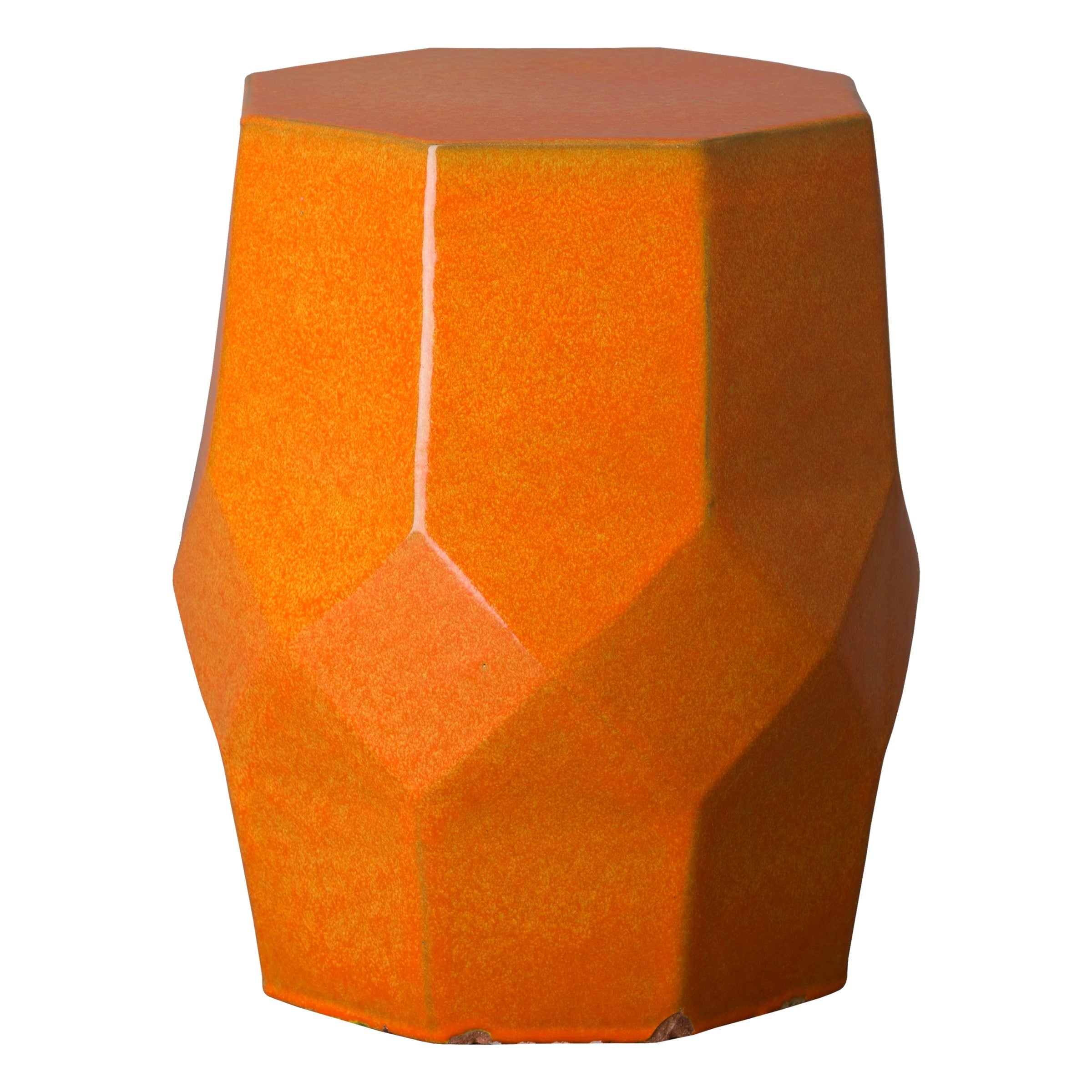 Octagon Matrix Garden Stool/Table with a Bright Orange Glaze