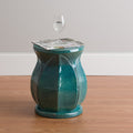 18 in. Lotus Ceramic Garden Stool/Table with a Teal Glaze