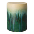 Cylinder Garden Stool with a Green Cascade Glaze