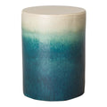 Cylinder Garden Stool with a Seafoam Cascade Glaze