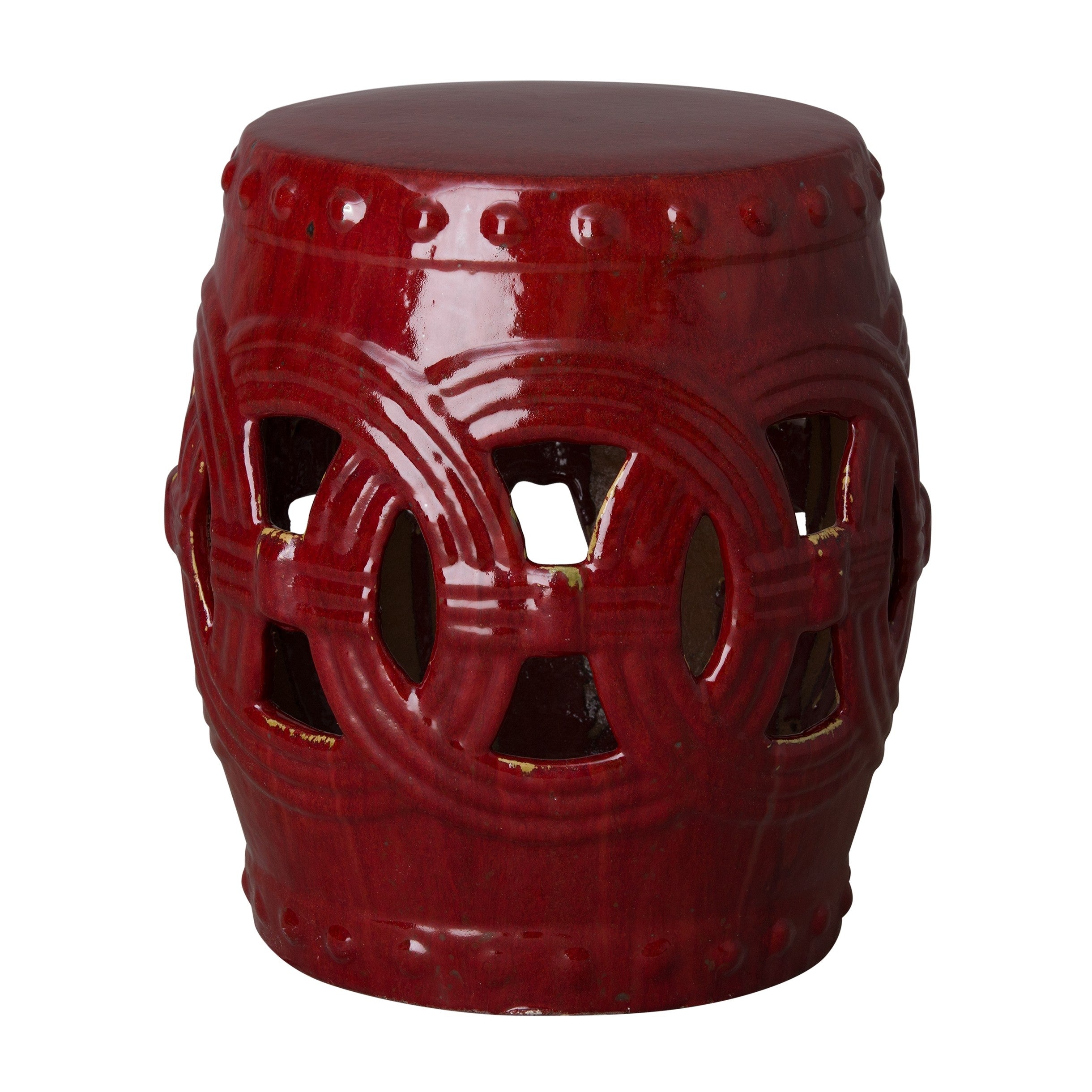 Eternity Garden Stool/Table with a Red Glaze
