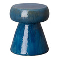 Portabello Garden Stool/Table with a Marine Blue Glaze