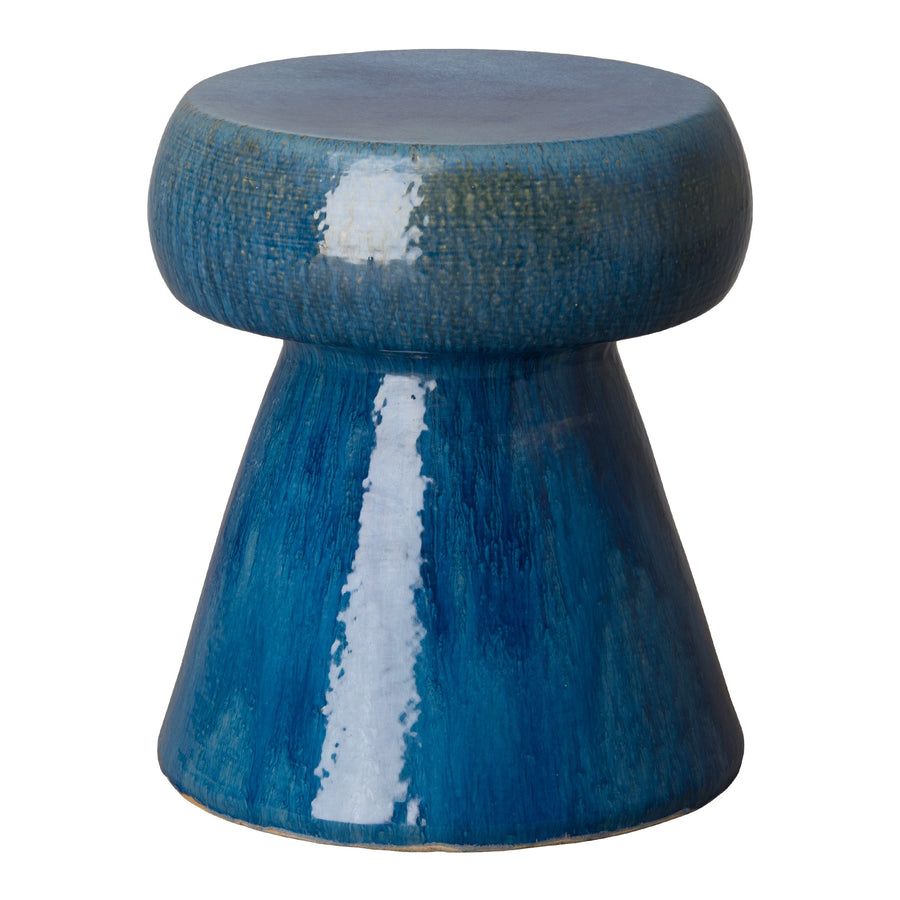 Portabello Garden Stool/Table with a Marine Blue Glaze