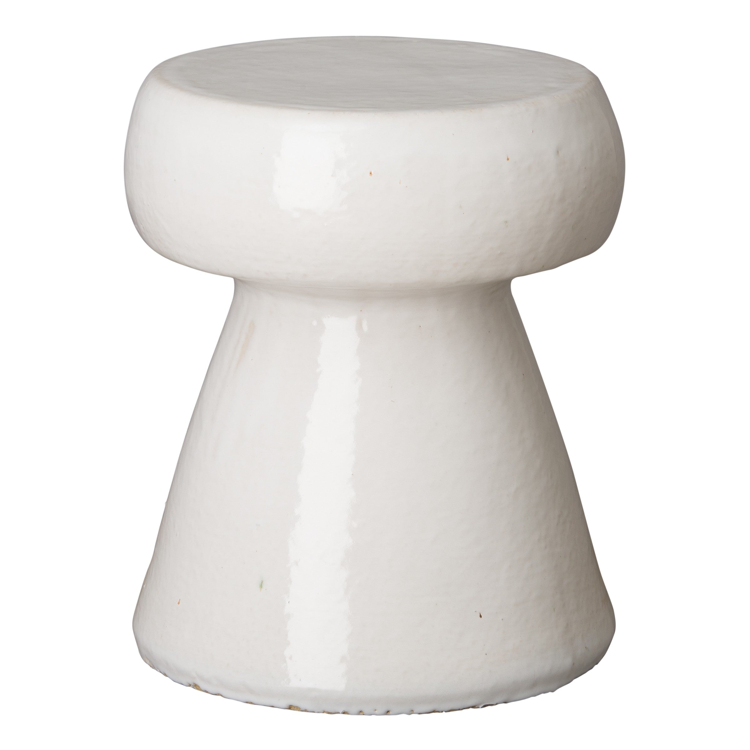 Portabello Garden Stool/Table with a White Glaze