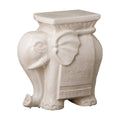Elephant Garden Stool with a White Crackle Glaze