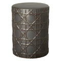 Cane Ceramic Garden Stool with Gunmetal Glaze