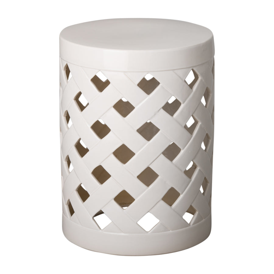 Criss Cross Garden Stoo/Table with a White Glaze