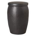 Drum Garden Stool/Table with a Matte Black Glaze