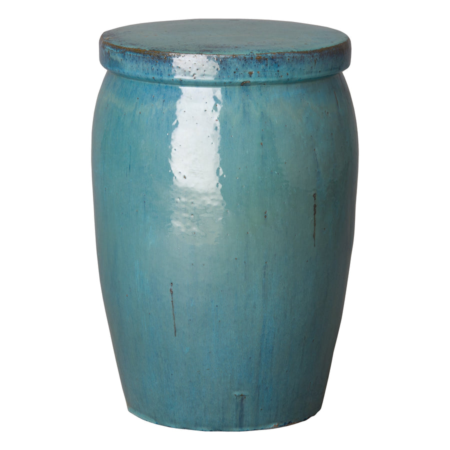 Drum Garden Stool/Table with a Teal Glaze