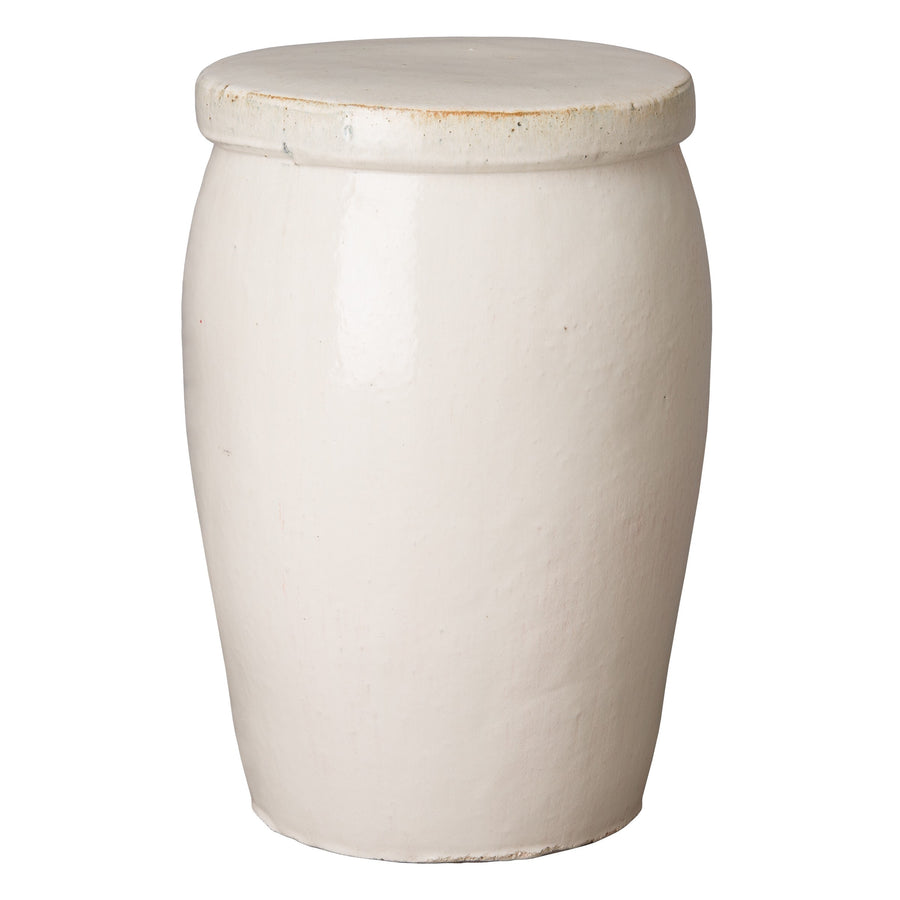 Drum Garden Stool/Table with a White Glaze