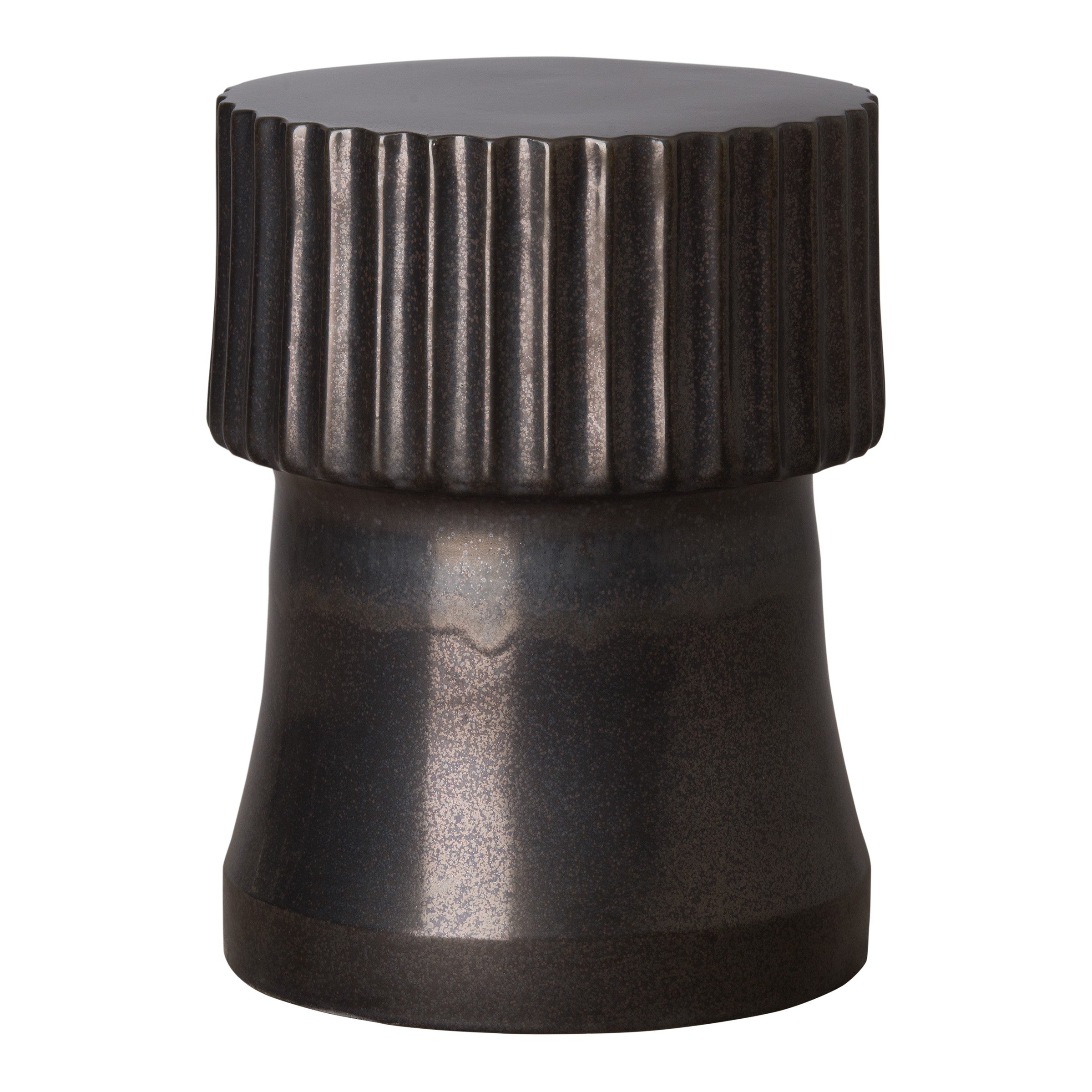 Round Alex Garden Stool/Table with a Gunmetal Glaze