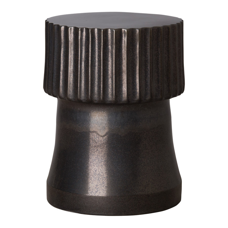 Round Alex Garden Stool/Table with a Gunmetal Glaze