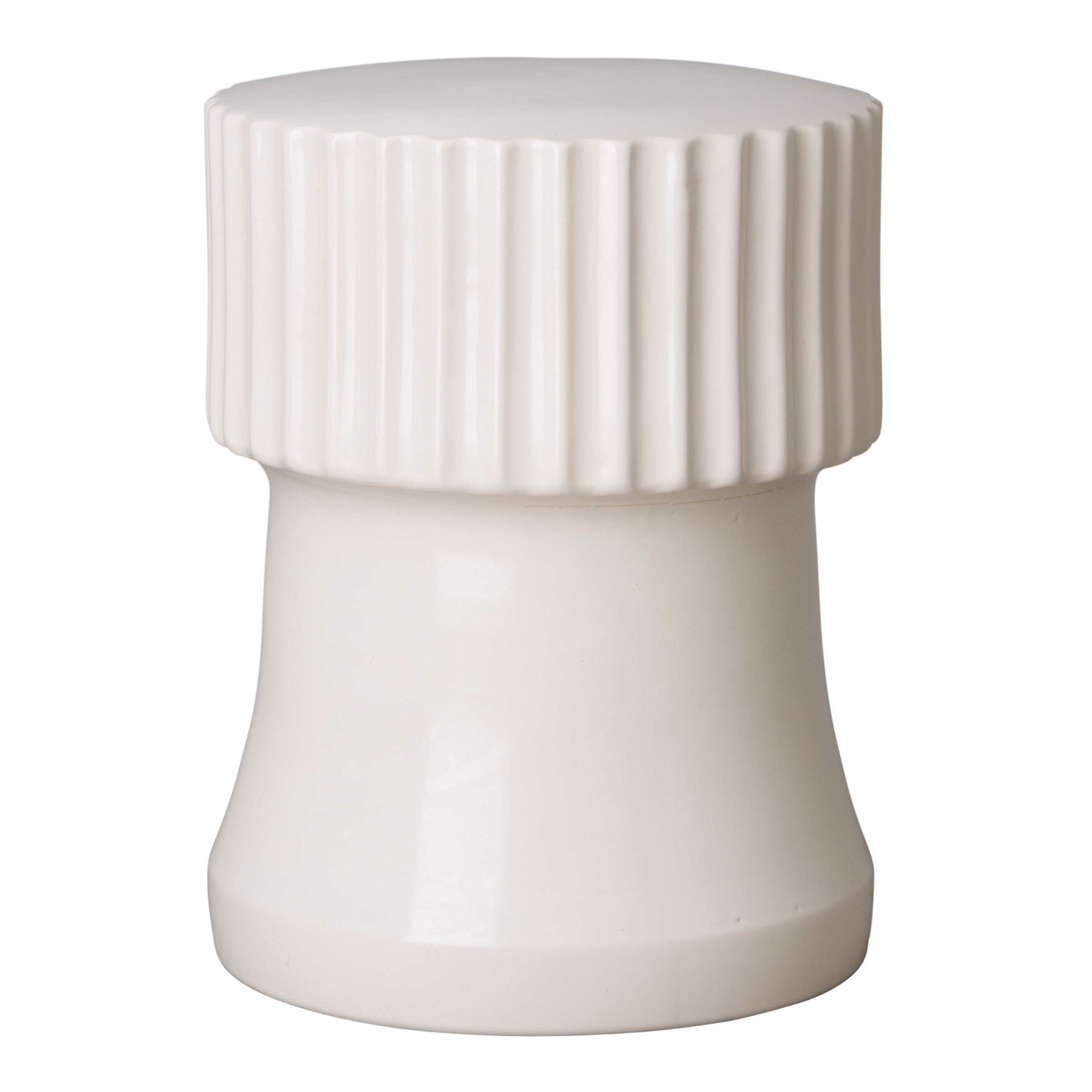 Round Alex Garden Stool/Table with a White Glaze