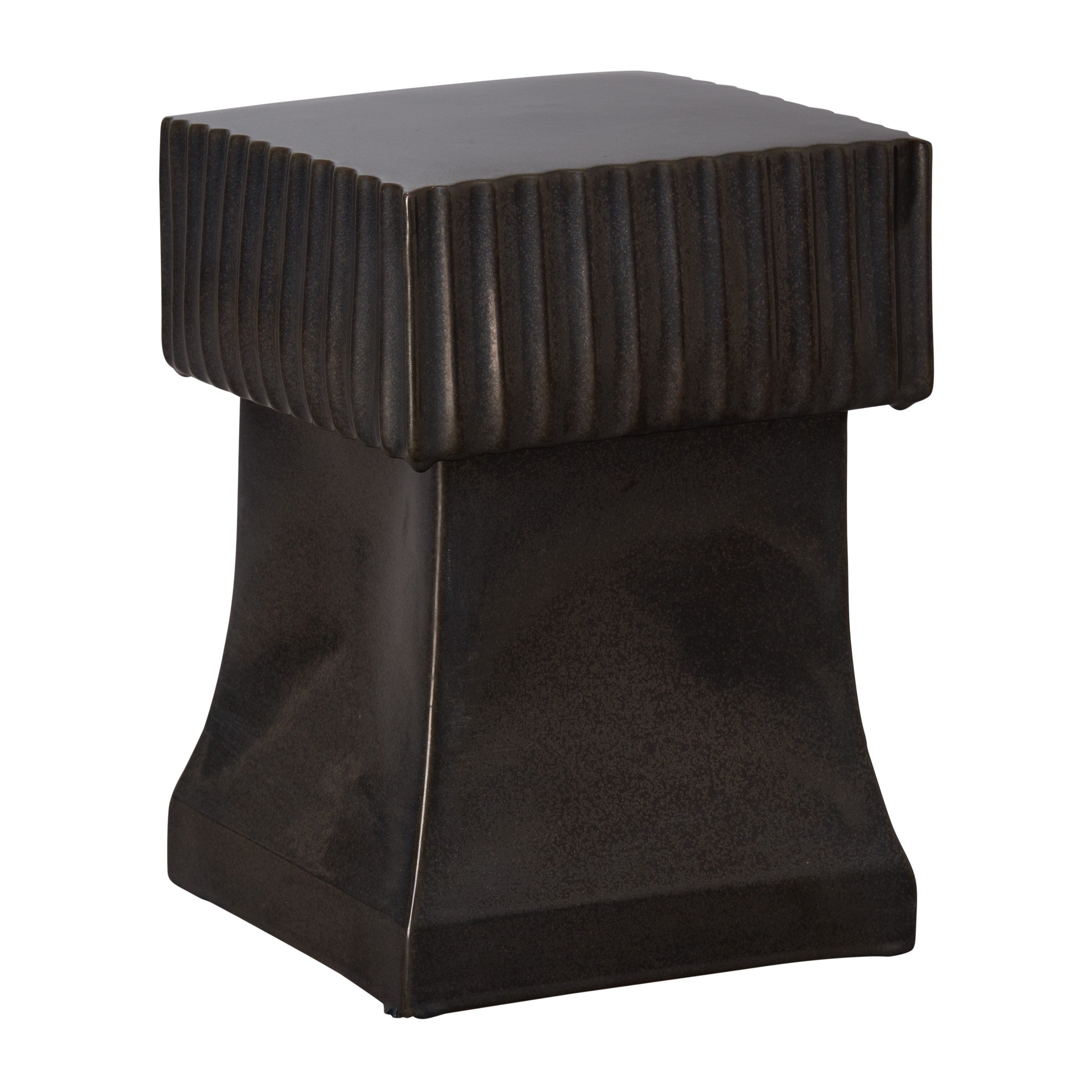 Square Alex Garden Stool/Table with a Gunmetal Glaze