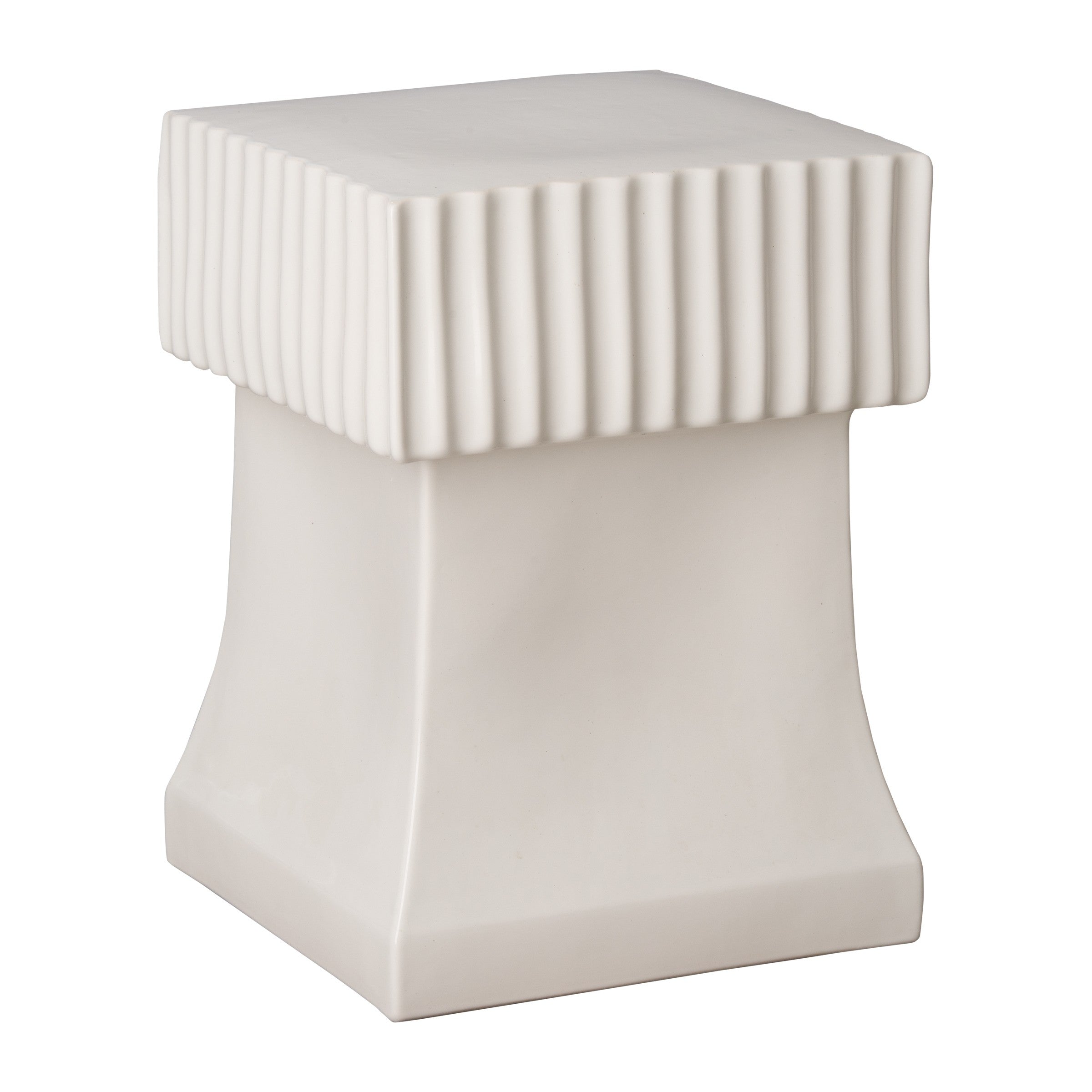 Square Alex Garden Stool/Table with a White Glaze