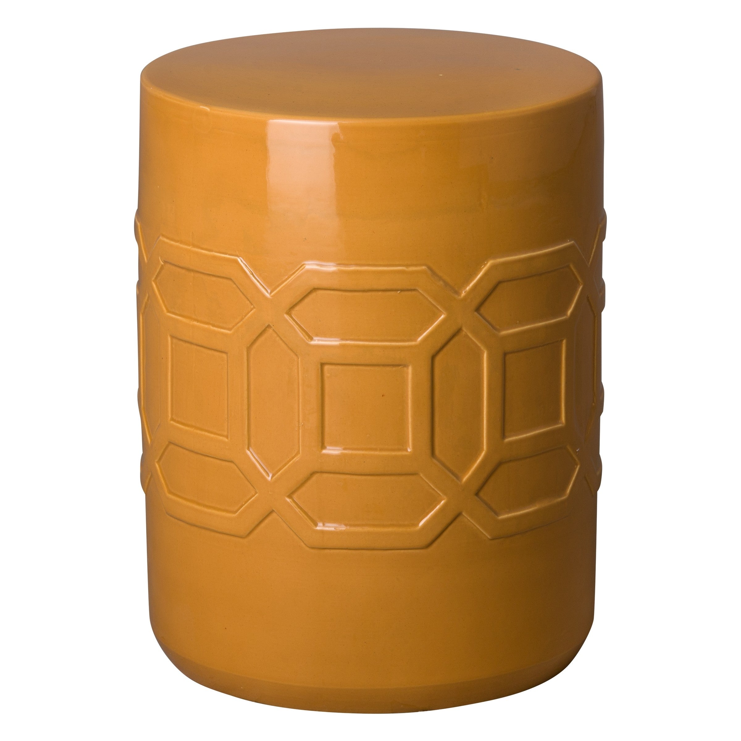 18 in. Axton Ceramic Garden Stool/Table with a Butterscotch Glaze