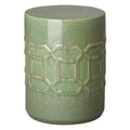 18 in. Axton Ceramic Garden Stool/Table with a Green Speckle Glaze