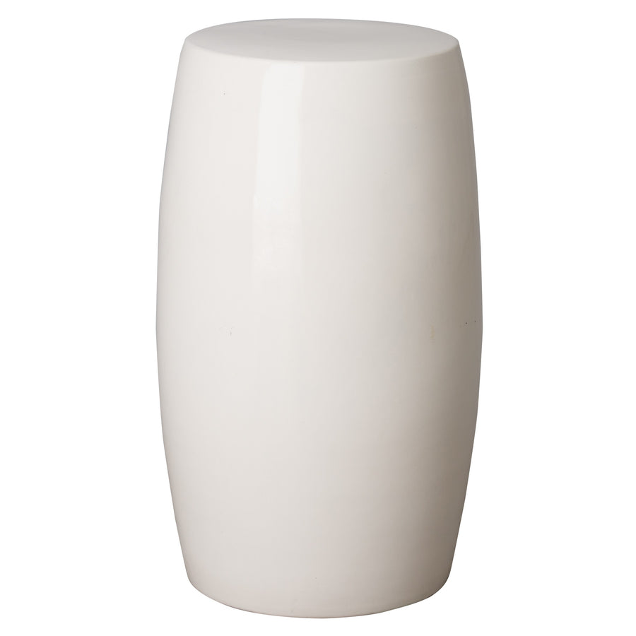 Tall Garden Stool/Table with a White Glaze
