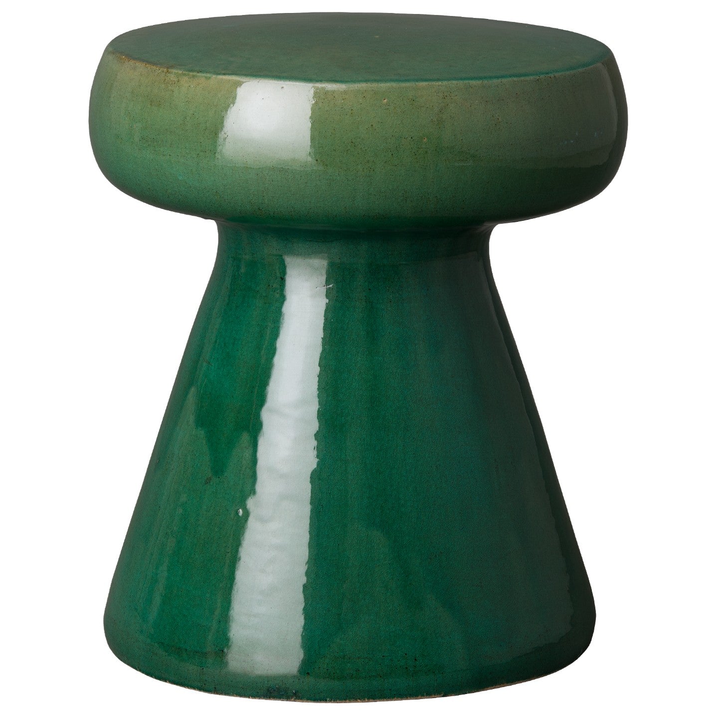 Mushroom Stool/Table with a Green Glaze