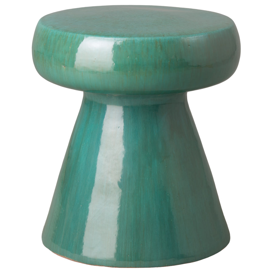 Mushroom Stool/Table with a Lemon Green Glaze