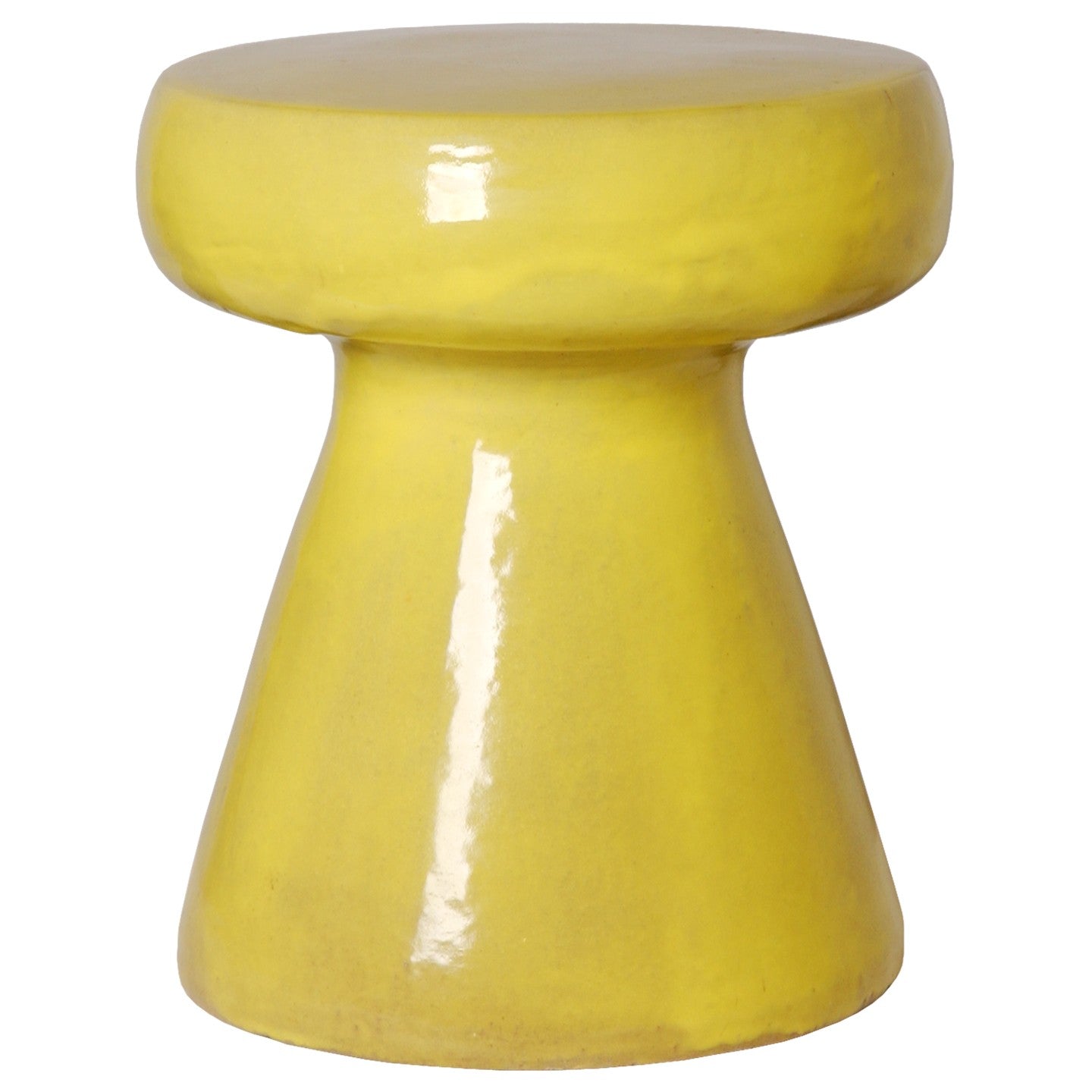 Mushroom Stool/Table with a Mustard Yellow Glaze