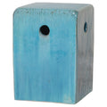 Square Stool/Table with a Blue Glaze