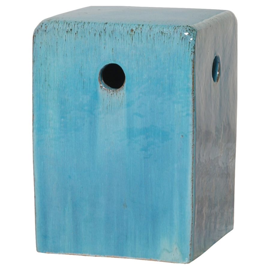 Square Stool/Table with a Blue Glaze