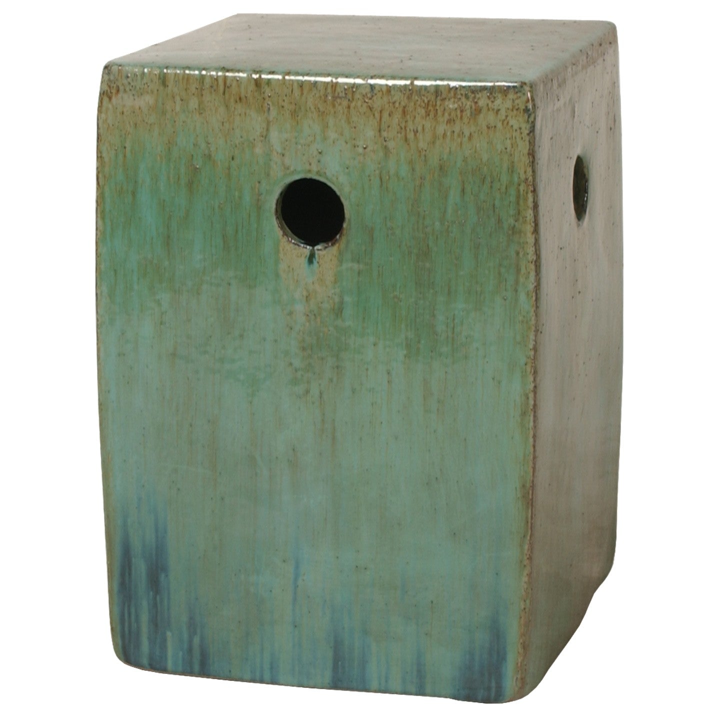 Square Stool/Table with a Lemon Green Glaze