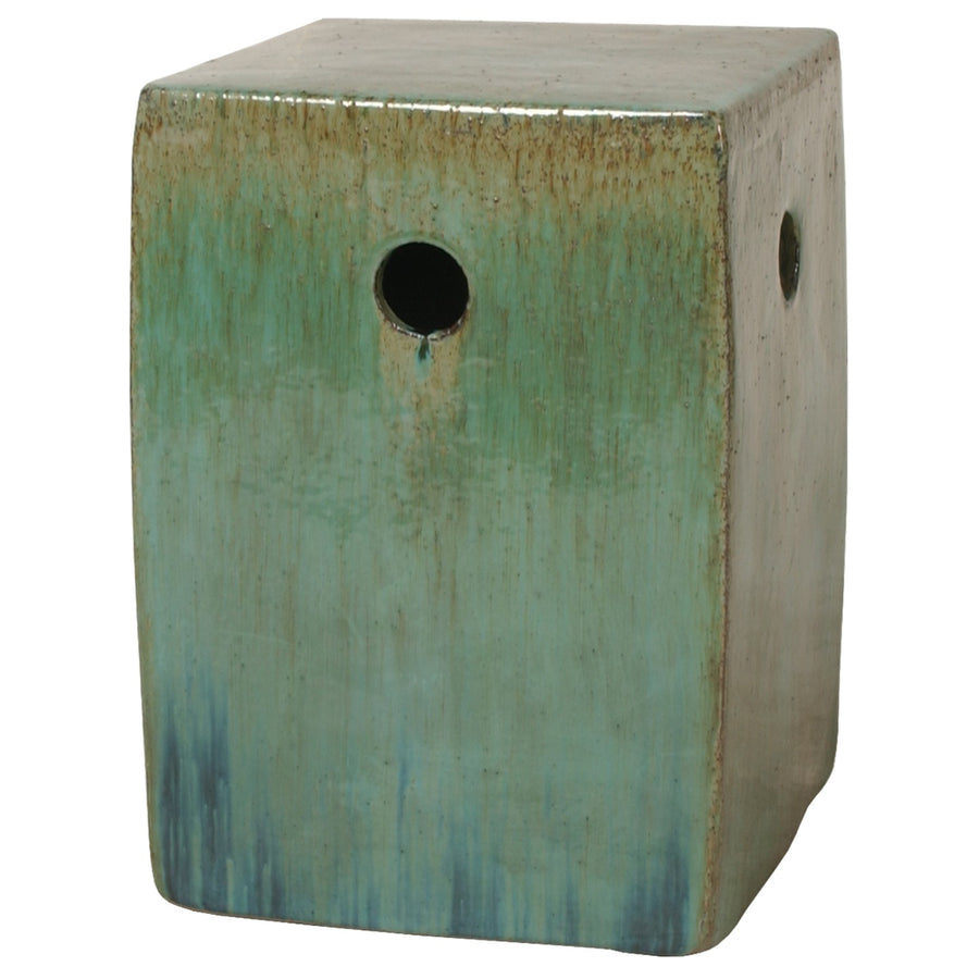 Square Stool/Table with a Lemon Green Glaze