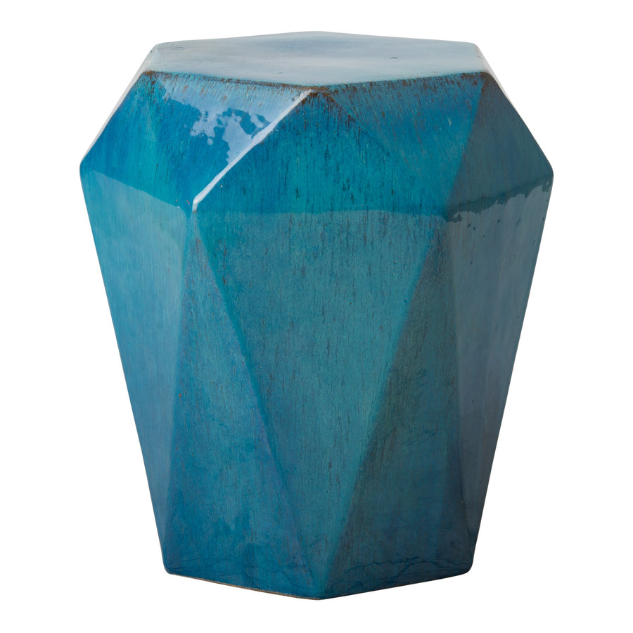 Hex Facet Garden Stool/Table with a Turquoise Glaze