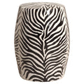Garden Stool/Table with a Zebra Black/White Pattern Glaze