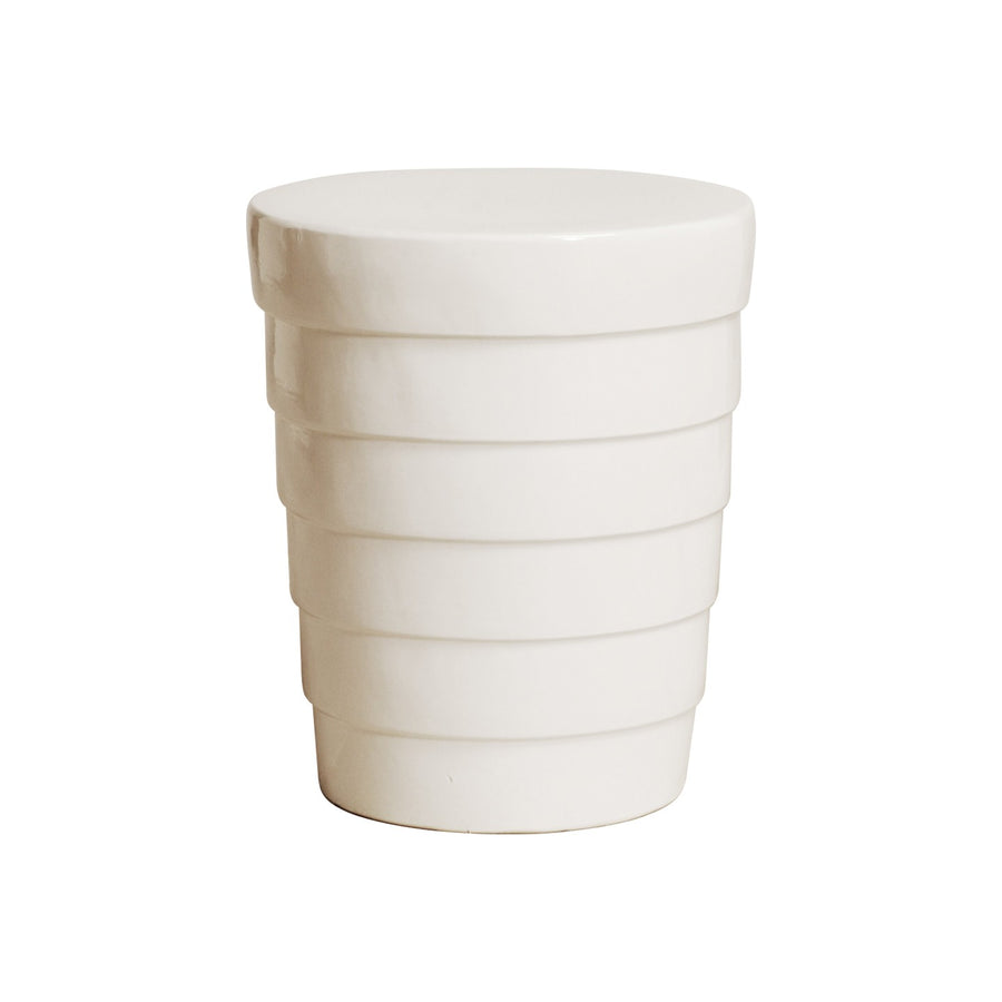 Terrace Garden Stool with a White Glaze