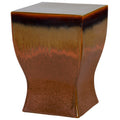Square Garden Stool/Table with a Brown Copper Glaze