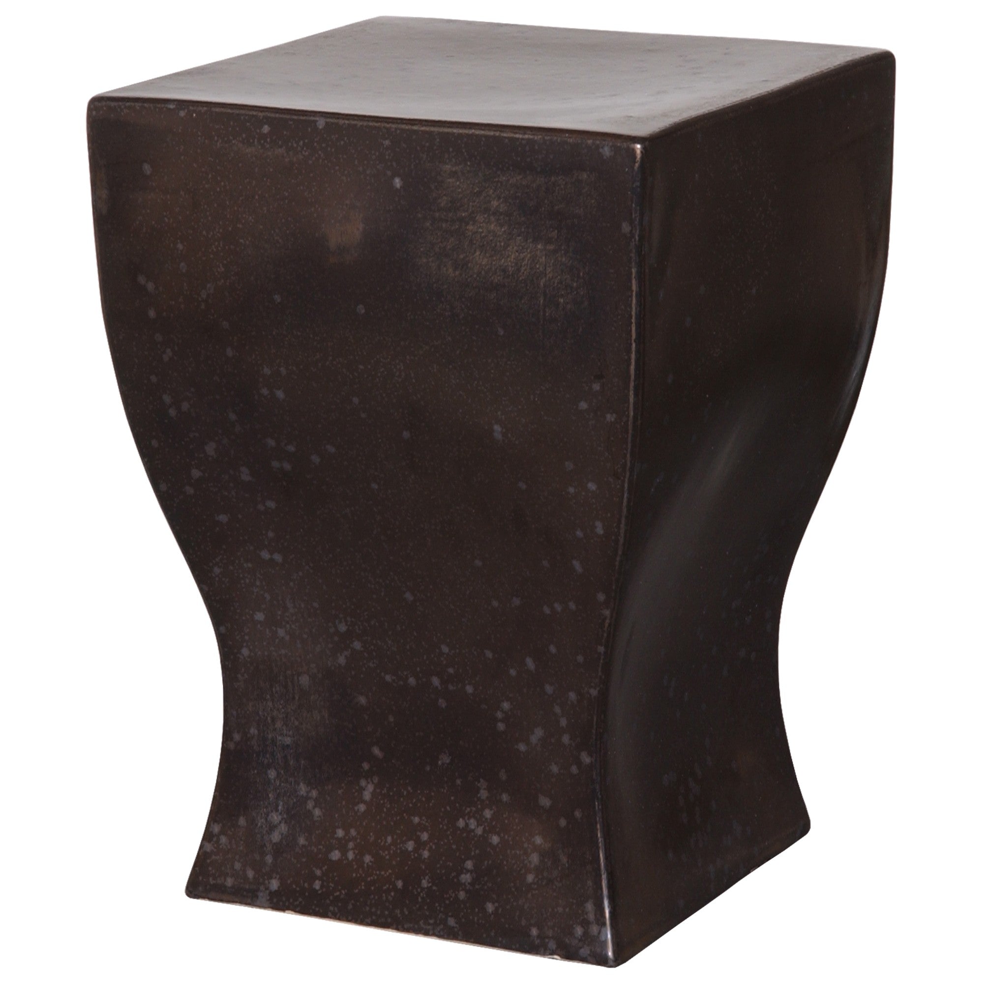 Square Garden Stool/Table with a Gunmetal Glaze