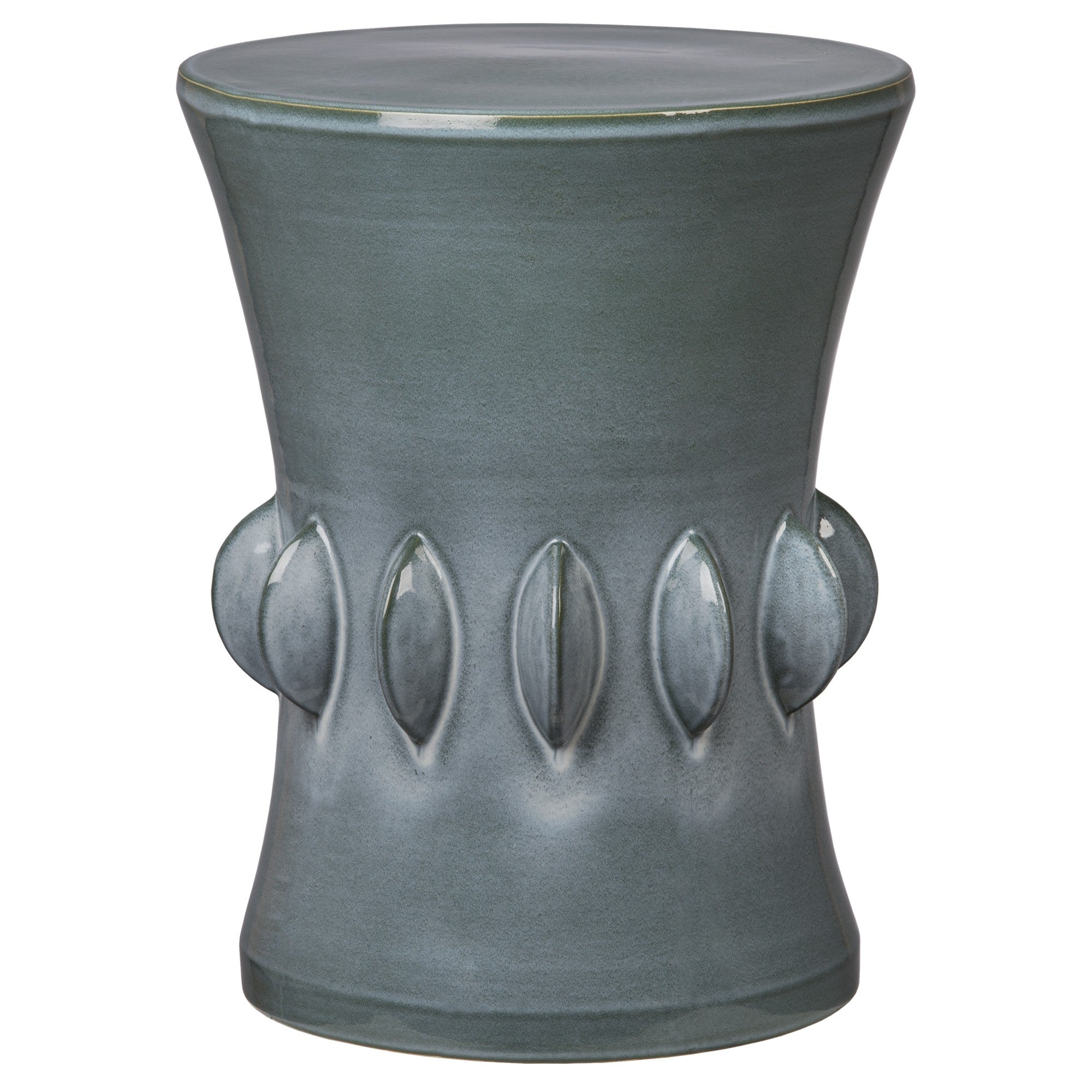 Large Jewel Garden Stool/Table with a Light Gray Glaze