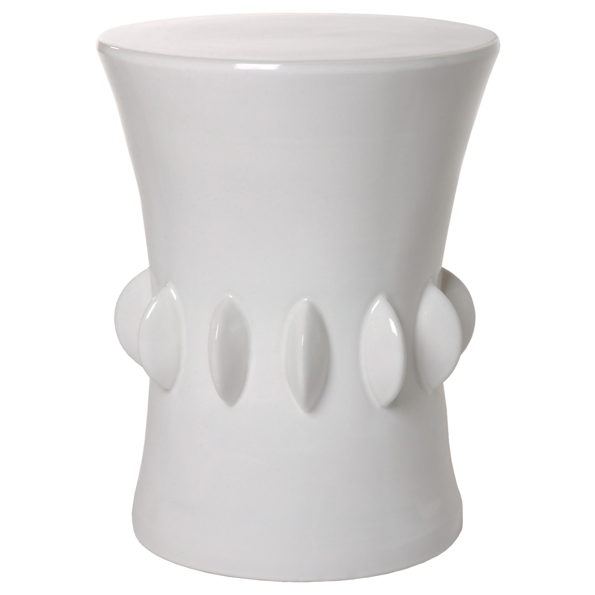 Large Jewel Garden Stool/Table with a White Glaze