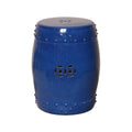 Drum Garden Stool/Table with a Blue Glaze