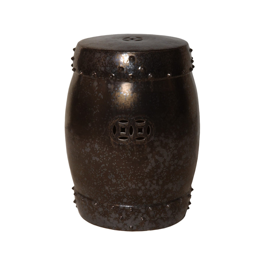 Drum Garden Stool/Table with a Gunmetal Glaze