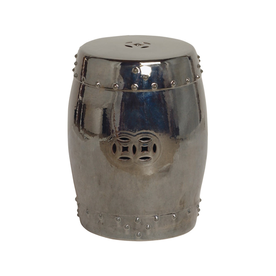 Drum Garden Stool/Table with a Metallic Glaze