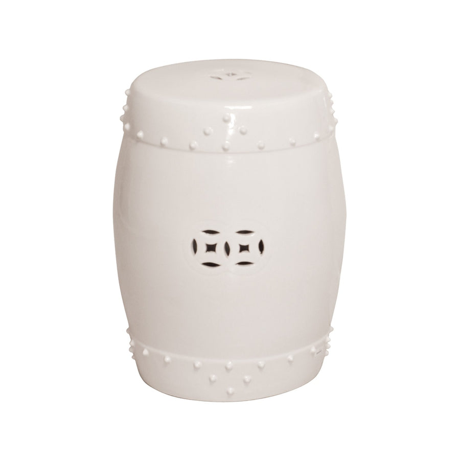 Drum Garden Stool/Table with a White Glaze