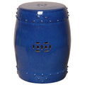 Large Drum Garden Stool/Table with a Blue Glaze